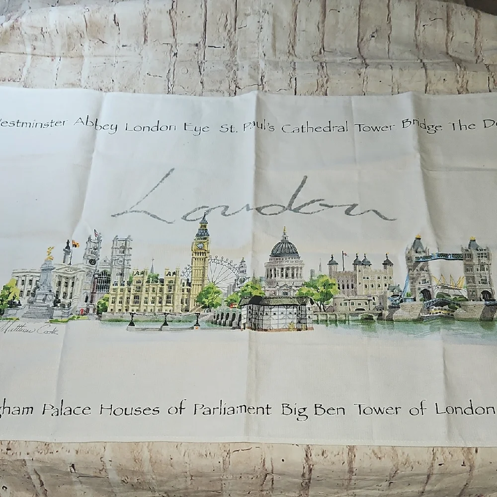 London Tea Time Towel‎ 29x28 Cotton The Dome Red Bis Ect